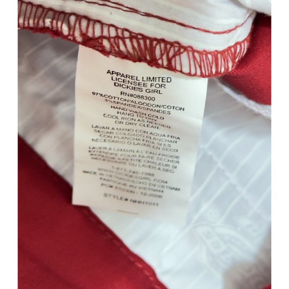 Rare NWT Y2K Dickies Girl Cherry Red Bootcut Canvas Pants Size 3 STYLE# NHH1011 - Picture 14 of 16